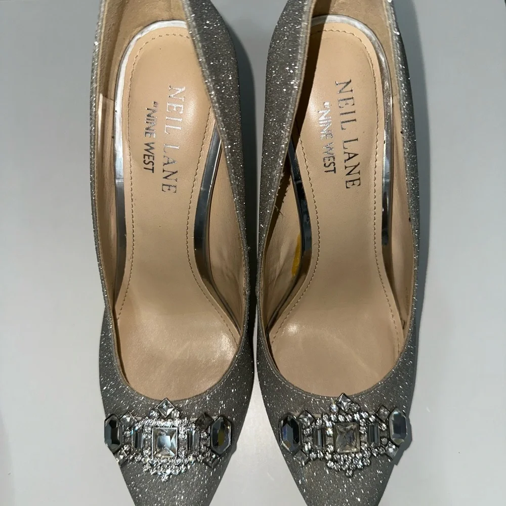 Women's Silver Glitter Heels - Picture 5 of 5